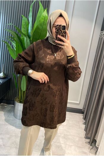 SARE BOUTIQUE Women's Jacquard Satin Hijab Tunic