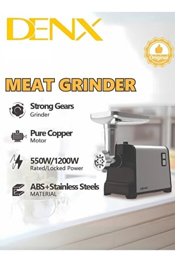 Denx Meat Grinder, Electric Meat Grinder with Stainless Steel Blade, 1200W, Silver, DX3218