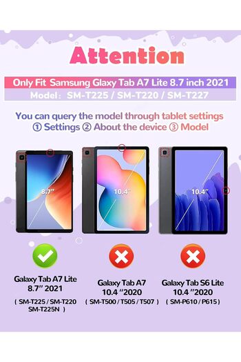 UnDePlus Samsung Galaxy Tab A7 Lite - Case Elegance with Stand, Kids Cat T220, T225, T227 Models