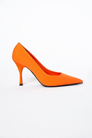 Seniorah Tatiana Orange Satin - Pointed Toe Women's Classic Heeled Shoes