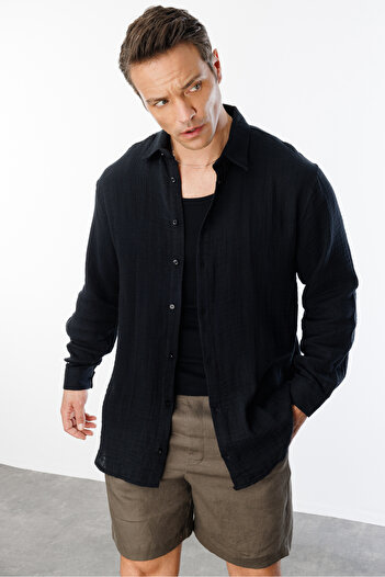 GENIUS STORE Oversize Basic Ανδρικό Μουσελίνα Πουκάμισο ΑΝΔΡΙΚΟ-ΜΟΥΣΛΙΝ-ΠΟΥΚΑΜΙΣΟ