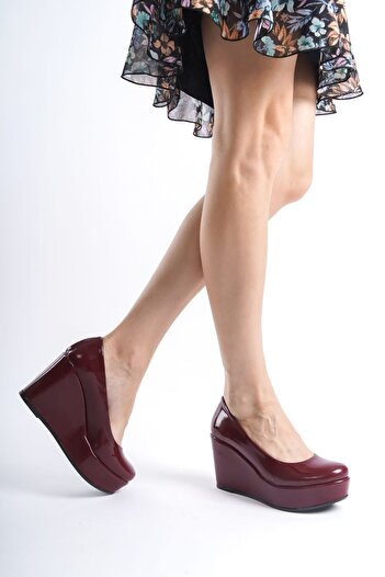 owwox club Burgundy Romano 9 cm Wedge Heeled Shoes - Narrow Fit Product Description