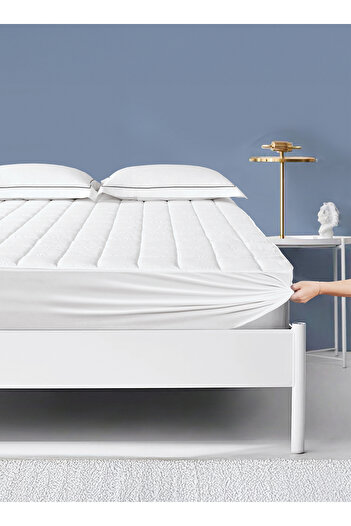 Sleep Night Cotton Top Mattress Pad For Bed lightweight, with 4 Elasticated Corner Straps, Soft and Firm Topper