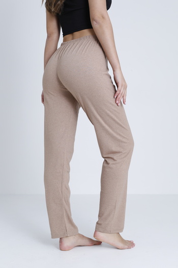 DONEX Cotton Thin Breathable Fabric Ribbon Waist Detail Solid Pocketless Women's Pajama Bottoms