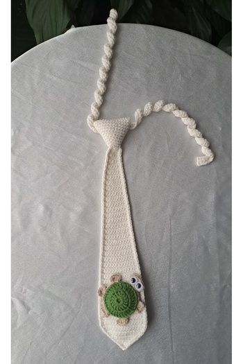 Gonulella Special Hand Knitted with Turtle Figure - Amigurumi Knitted Tie Unisex