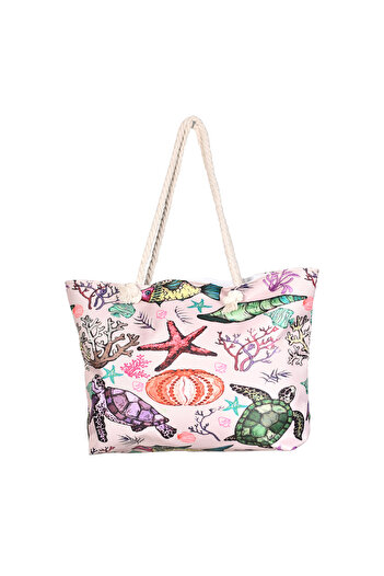 Generic Stylish beach bag with a linen lining and a hemp rope handle, large capacity, water resistant