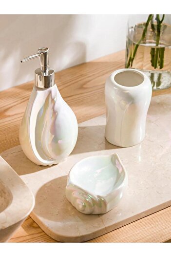 LC Waikiki Set de baie din ceramică cu model alb, 3 piese