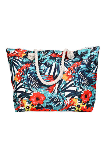 Generic Stylish beach bag with a linen lining and a hemp rope handle, large capacity, water resistant