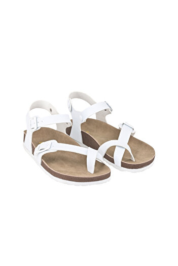 JustBow Unisex Buckle White Anatomical Sole Sandals