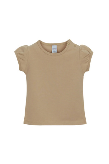 LOVETTI Milk Coffee Basic Baby Girl Snap Neck Watermelon Sleeve T-Shirt