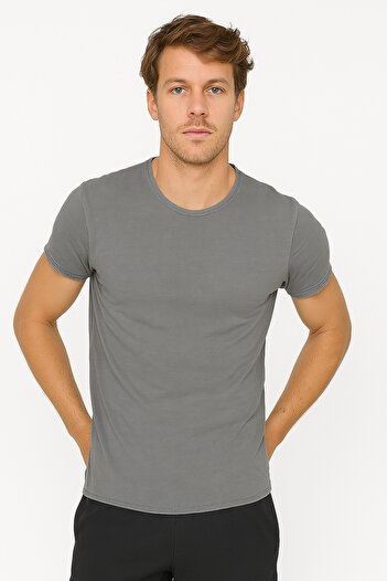İpek Tekstil 100% Cotton Men T-Shirt Solid Color Basic Combed Cotton Crew Neck