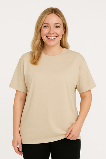 İpek Tekstil 100% Cotton Women's T-Shirt Oversize Solid Color Basic Combed Cotton Crew Neck
