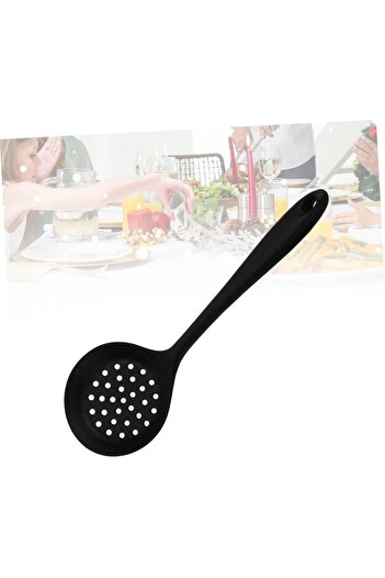 Doori 1Pc Fireproof Non-Stick Steel Core Silicone Colander Perforated Food Cooking Serving Spoon