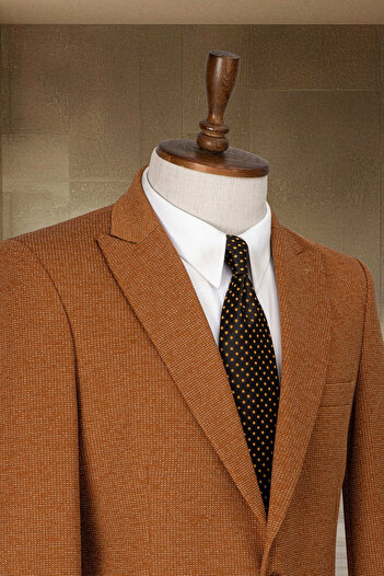 Sergio Ferraro Camel İtalyan Stil Slim Fit Erkek Blazer Ceket