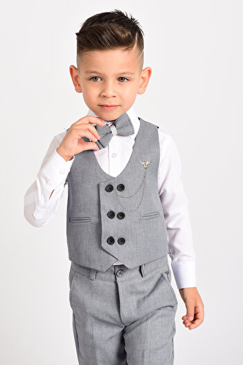 Merdia Kids Boy's Tuxedo Suit with Vest and Bow Tie