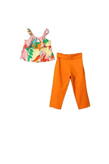 Yağmur Giyim Orange Girl's Set with Tuffy Linen Pants 6-9 Years 241319