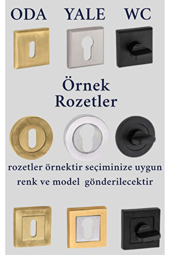 Zeraf Ev Lüks Vizyon Kare Rozetli Alüminum Kapı Kolu (Kapı Kulbu) (Oda Tipi) V2 Mat Altın