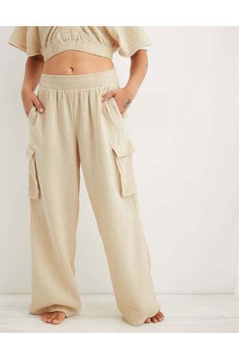 AMERICAN EAGLE Aerie Gauzy High Waisted Cargo Pant