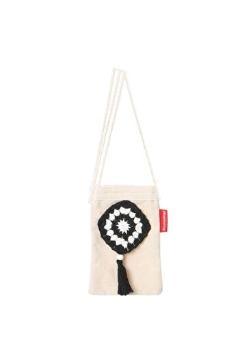 Baghashtag Black Pattern Hand Embroidered Canvas Phone Bag