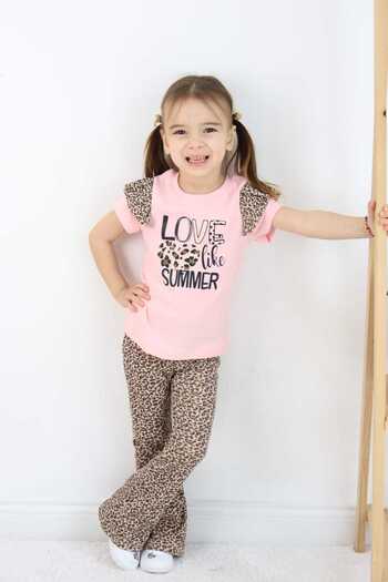 falcomini Leopard Print Printed Girl's 2 Piece Set 2/6 Years Old