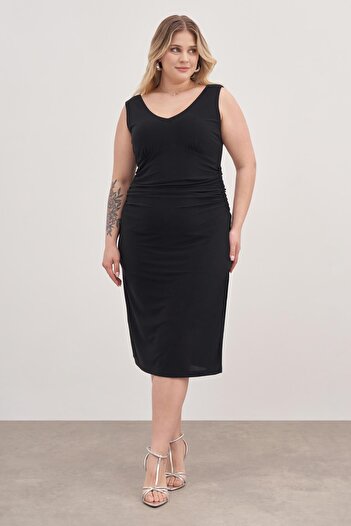MYLİNE Drape Detailed Midi Dress