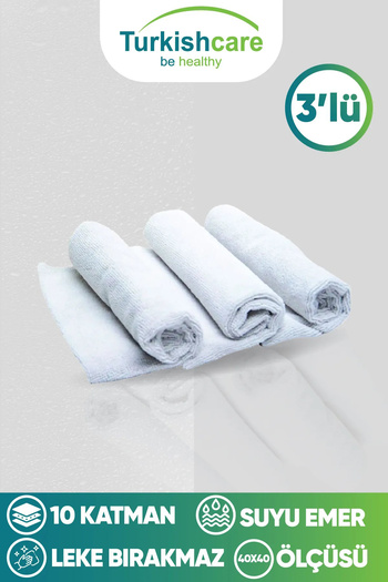 Turkishcare 3-Piece Imported Microfiber Magic Cloth Set Glass Kitchen and Auto Cleaning Cloth