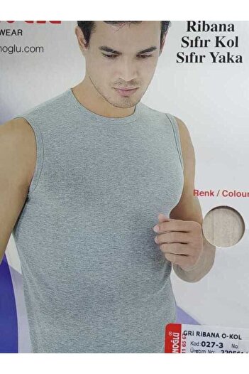 Ceylanoğlu Ribana Men's Crew Neck and Null Sleeve Tank Top 100% COTTON - Versatile Elegance and Comfort