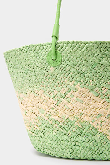 Touché Privé Leather Strap Straw Bag