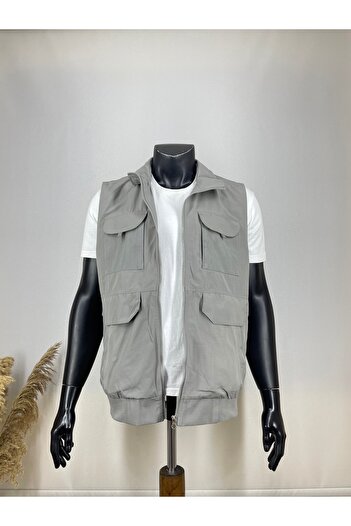 Sadık Collection Men's Elastic Waist Hunter and Journalist Linen Vest