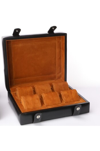 Onywatch Reverso Siyah Çoklu Saat Kutusu - Genuine Leather Watch Box Watch Case