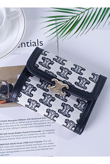 ETG Women's Multi-function Three-fold Short Canvas Wallet 10*7.5*2cm