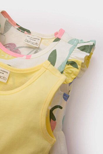 DeFacto Baby Girl Patterned Short Sleeve 2-Piece Summer Dress C0071A525Sm