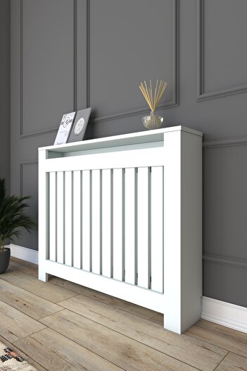 CAN Kalorifer Petek Kapama 100 Cm (İÇ ÖLÇÜSÜ) Lambiri Desenli Mdf Mat Beyaz