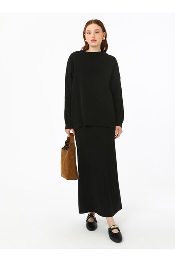 Refka Knitwear Skirt Suit - Black - Refka