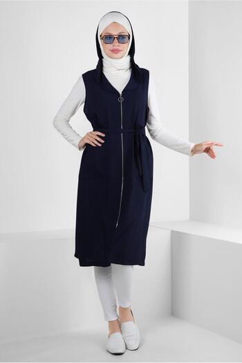 Alvina Hooded Zippered Pocket Vest 43872