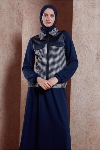 Alvina 44184 Model Houndstooth Patterned Skirt Set