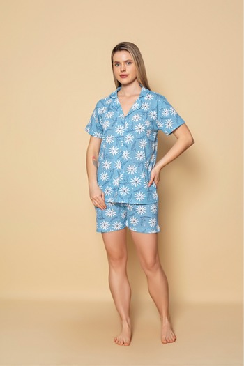 CALİA Women's Front Buttoned Shorts Summer Pajama Set