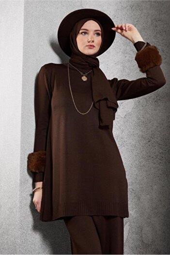 Alvina Knitwear Set 44950 - Fur Detailed Trousers