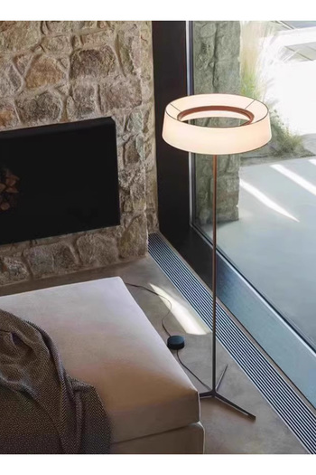 sharpdo مصباح أرضي LED عالي الجودة لغرفة النوم وغرفة المعيشة، مع غطاء مصباح قطني
