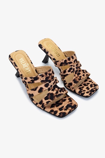 Valmenti Women's Vegan Leopard Heeled Slippers