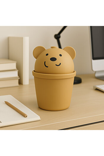 Urz Store Trash Can, Table Top Trash Can with Teddy Bear, Children's Room Trash Can