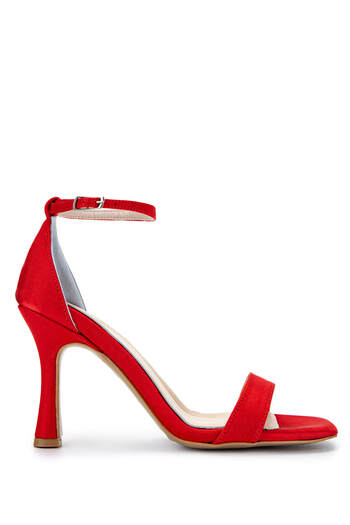 Tamer Tanca Women's Vegan Red Satin Heeled Shoes