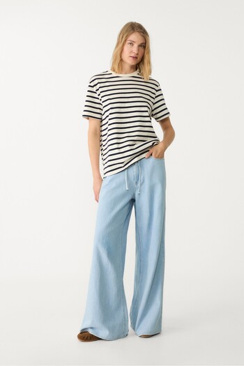 Stradivarius Çizgili Basic Kalın Boxy Fit T-shirt