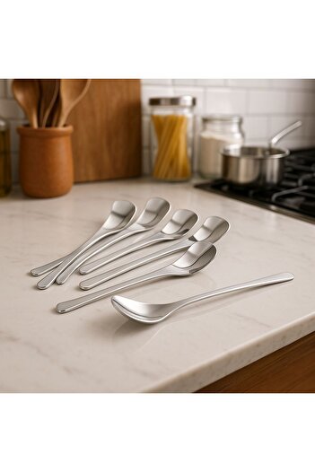 Onedekor Set of 6 Stainless Steel Teaspoons Shiny Silver