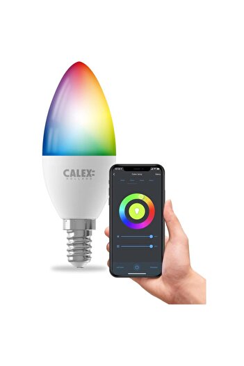 Calex Bec LED RGB inteligent Calex, Wi-Fi, Bluetooth, B35, E14, 4.9W, 470 lm, lumina alba si colorata
