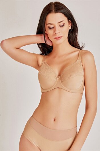 Magic Form Satin Lace Detailed Underwire Gathering Bra