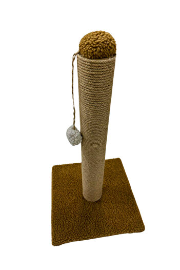Komano Pontika Plush Textured Soft Single Pompom Cat Scratching Board 52 cm Soft Loved Colors
