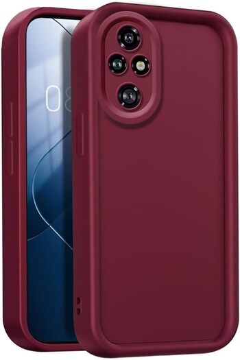Fibaks Honor 200 Compatible Case with Camera Protection Soft Textured Shock Absorbing Burgundy Silicone Cover