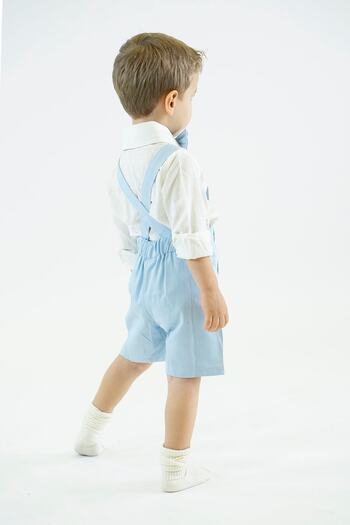 Catz Kids Baby Blue Gabardine Shorts Buttoned Salopette Set