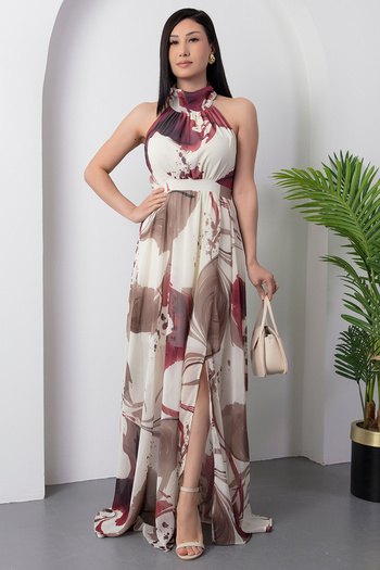PULLIMM Halter Neck Chiffon Dress Grs3242